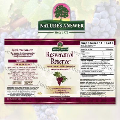 Nature's Answer Alcohol-Free Resveratrol Reserve 5oz Concentrated Liquid | Packed with Antioxidants | Promotes Overall Well-Being | Immune System Support | Single Count