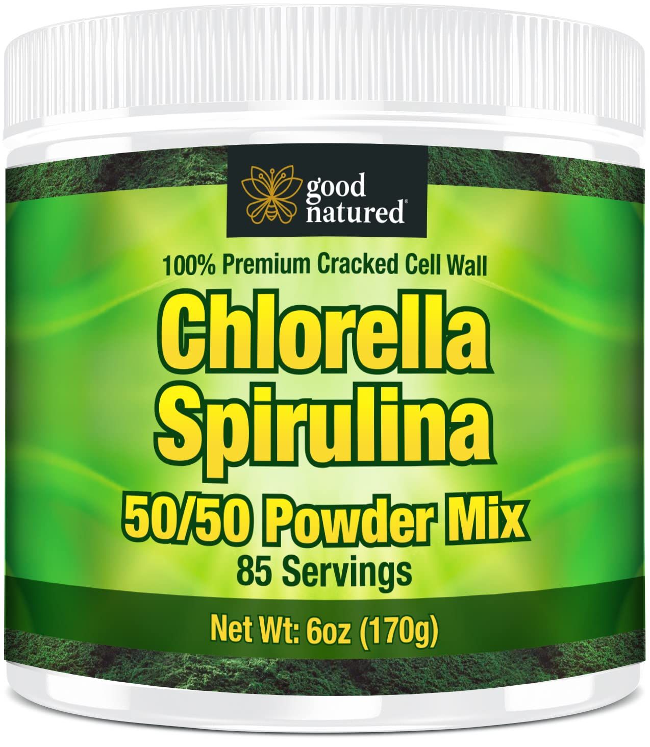 Good Natured Premium Chlorella Spirulina Powder | 85 Servings | Non-GMO | Sunlight Grown | Deep Green Color | Cracked Cell Wall | Alkalyzing | High Protein | Vegan Organic Capsules | Mountain Water