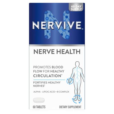 Nervive Nerve Health, Alpha Lipoic Acid, Vitamin B12, B6, B1, 60 Tablets (Packaging May Vary)