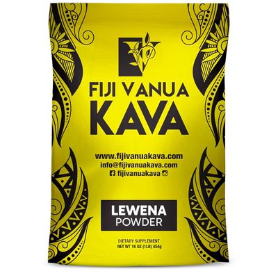 Fiji Vanua Kava Lewena Powder, Premium Medium Grind Basal Kava Roots with Approximately 6-7% Kavalactone Content Smooth &amp; Pure Kava Root Powder Fiji, Kava Drink Powder with No Filler &amp; Additives, 1 lb