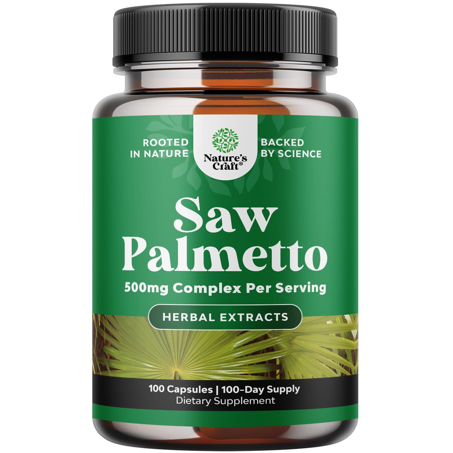 Extra Strength Saw Palmetto Extract - Advanced Herbal Complex for Hair Health and Urinary Support with Plant Sterols &amp; Flavonoids - Potent Herbal Supplement with 500mg per Serving - 100 Capsules