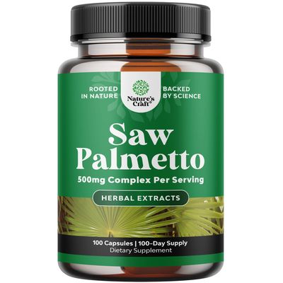 Extra Strength Saw Palmetto Extract - Advanced Herbal Complex for Hair Health and Urinary Support with Plant Sterols &amp; Flavonoids - Potent Herbal Supplement with 500mg per Serving - 100 Capsules