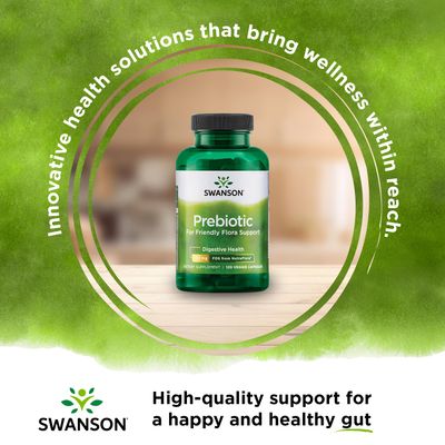 Swanson Prebiotic Capsules - Promotes Friendly Flora Support & Overall Digestive Health - Prebiotic Fiber Promoting Gut Health & Immune Health Support - (120 Veggie Capsules, 750mg Each) 1 Pack
