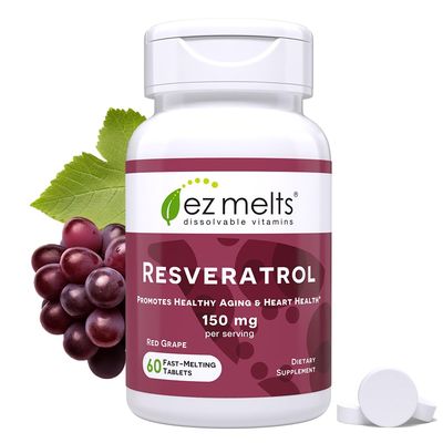 EZ Melts Dissolvable Resveratrol Supplement 150 mg, Sugar-Free, 1-Month Supply