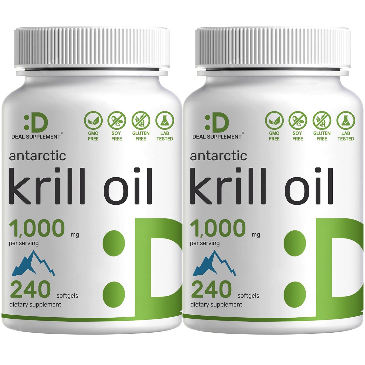 Eagle Shine Vitamins 2 Pack Antarctic Krill Oil, 1,000mg Per Serving, 480 Softgels - Mercury Free, No Fishy Taste - Rich in Omega-3s, EPA, DHA, Astaxanthin, &amp; Phospholipids - Non-GMO, No Gluten
