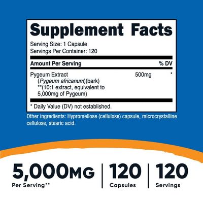 Nutricost Pygeum 5000mg, 120 Capsules - Veggie Capsules, Non-GMO, Gluten Free, Vegetarian Friendly