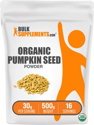 BulkSupplements.com Organic Pumpkin Seed Powder - Pumpkin Supplement, from Organic Pumpkin Seeds, Pumpkin Powder - Vegan &amp; Gluten Free, 30g per Serving, 500g (1.1 lbs) (Pack of 1)