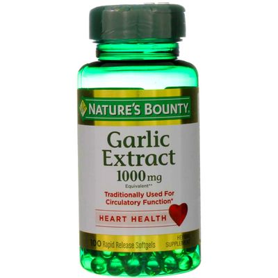 Nature&#39;s Bounty Garlic Extract 1000 mg Softgels 100 ea (Pack of 2)