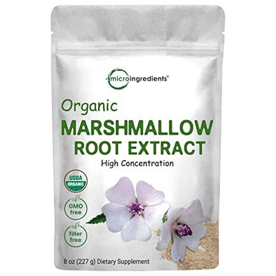 Micro Ingredients Organic Marshmallow Root Powder, 8 Ounce, Filler Free and Traditionally Used, Supports Digestive Gastrointestinal Health, Non-Irradiated and No GMOs, Vegan Friendly