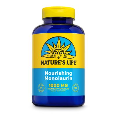 Nature&#39;s Life Monolaurin Capsules, 1000 mg | Vegetarian | Support for Healthy Immune Function &amp; Digestion | Derived from Raw Coconuts | Optimal Wellness Benefits | 180 ct