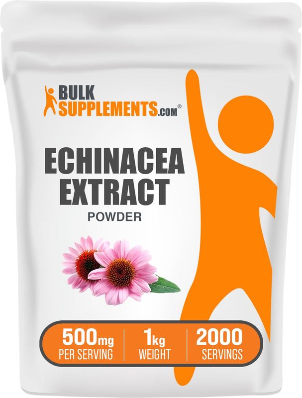 BulkSupplements.com Echinacea Extract Powder - Echinacea Supplement, Herbal Supplement for Immune Support - Vegan &amp; Gluten Free, 500mg per Serving, 1kg (2.2 lbs) (Pack of 1)