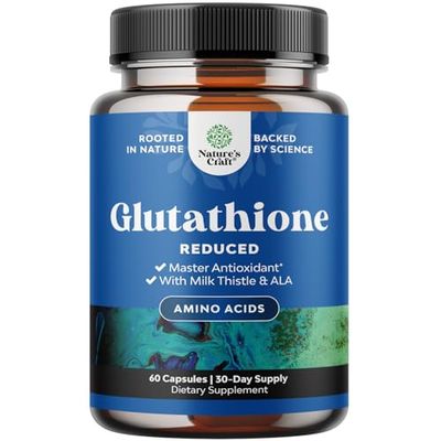 Reduced Glutathione Supplement with Milk Thistle - 1000mg Per Serving Plus Alpha Lipoic Acid and Silymarin Milk Thistle Complex for Liver Support Skin Complexion and Immune Support (30 Servings)