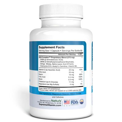 Nattura G-H3 Ultra, Ultimate Antioxidant Formula - New, Improved Anti-Aging Complex (Ginkgo Biloba, R-Alpha Lipoic Acid, Coenzyme Q10, Acetyl L-Carnitine, Vitamin B6) - 60 Caps