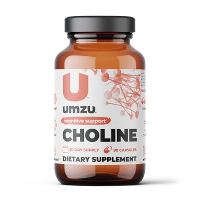 UMZU Choline Supplement for Cognitive and Hormonal Support | Acetylcholine Booster Helps Brain Focus, Memory &amp; Metabolism | Promotes Liver Health &amp; Estrogen Balance (30 Day Supply | 90 Capsules)