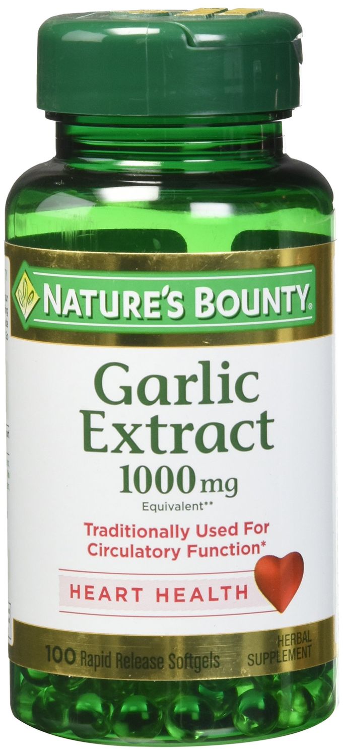 Nature&#39;s Bounty Garlic Extract 1000 mg,100 Count (Pack of 4)