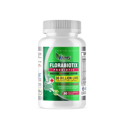 America Medic &amp; Science Florabiotix Probiotic (30 Capsules) | Dietary Supplement for Men and Women| 30 Billion Live Cultures | 10 Probiotic Strains | Supports Digestive and Immune Health