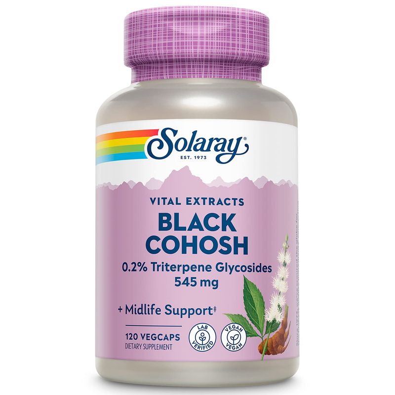 Solaray Black Cohosh Root &amp; Extract 545mg | Womens Health &amp; Menopause Support Supplement | Non-GMO | 120 VegCaps