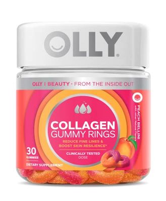 OLLY Collagen Gummy Rings, Supports Skin Elasticity and Firmness, 2.5g Collagen, Clinically-Tested, Peach, 15 Day Supply - 30 Count