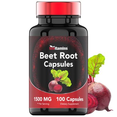 Beet Root Capsules 1500 Mg - 100 Capsules | Beet Root Powder Extract Capsules | Non-GMO &amp; Gluten-Free | Produced in The USA | TNVitamins