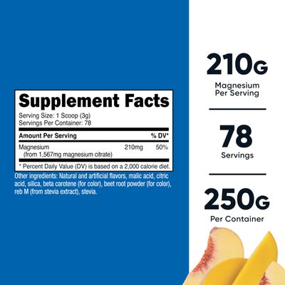 Nutricost Magnesium Citrate Powder (Peach Mango, 250 Gram)