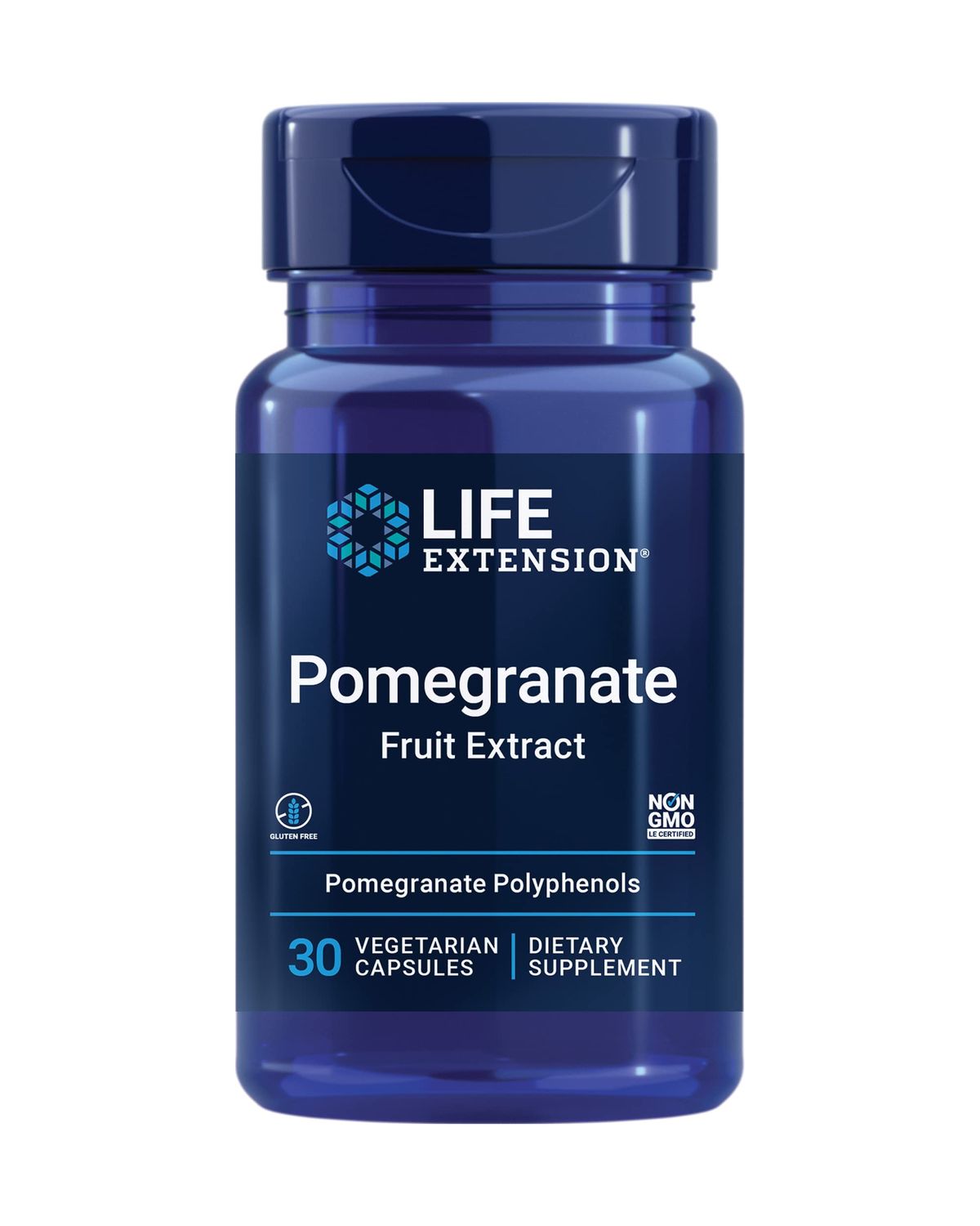 Life Extension Pomegranate Fruit Extract, 500 mg, antioxidant polyphenols for Cardiovascular Health, superfood, Gluten Free, Non-GMO, Vegetarian, 30 Capsules