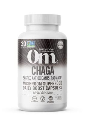 Om Mushroom Superfood Chaga Mushroom Capsules Superfood Supplement, 90 Count, 30 Days, US Grown, Sacred Antioxidants &amp; Immune Support, Superfood Mushroom Supplement