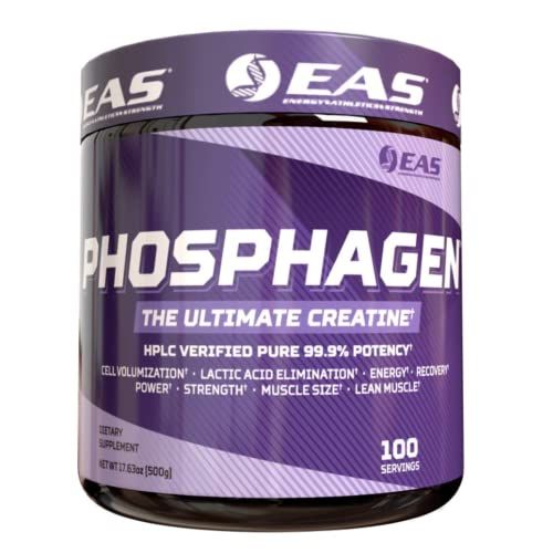 EAS Phosphagen Ultimate Creatine Powder | Power, Strength, Muscle Size, &amp; Cell Volumization | Pure 99.9% Potency | 100 Servings (Unflavored)