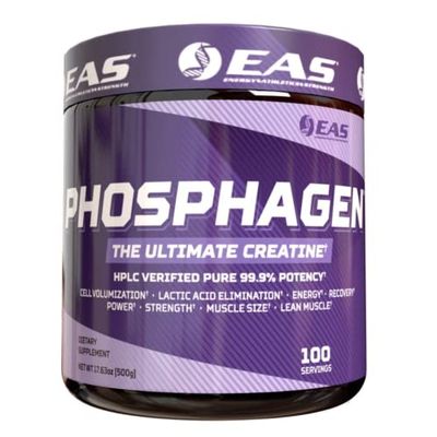 EAS Phosphagen Ultimate Creatine Powder | Power, Strength, Muscle Size, &amp; Cell Volumization | Pure 99.9% Potency | 100 Servings (Unflavored)