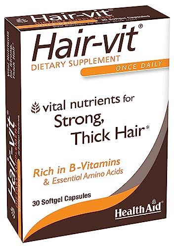 HealthAid Hair-VIT, 30 Capsules, Once Daily, Vital Nutrients for Strong, Thick, &amp; Shiny Hair, Rich in B- Vitamins &amp; Essential Amino Acids