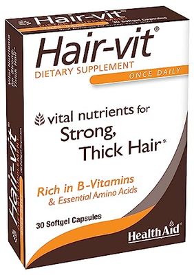 HealthAid Hair-VIT, 30 Capsules, Once Daily, Vital Nutrients for Strong, Thick, &amp; Shiny Hair, Rich in B- Vitamins &amp; Essential Amino Acids