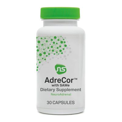 NeuroScience AdreCor with SAM-e - Adrenal &amp; Mood Support Supplement with Vitamin C, Rhodiola, B12 and B6 Vitamins for Energy Support, Fatigue + Stress Management (30 Capsules)
