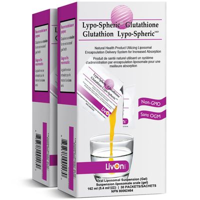 Lypo-Spheric Glutathione - 2 Cartons (60 Packets) - 450 mg Glutathione Per Packet - Liposome Encapsulated for Improved Absorption- Professionally Formulated, 100% Non-GMO