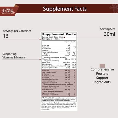 Buried Treasure: Men's Prostate Complete - Natural Herbal Formula Supplement w/ Saw Palmetto, Pygeum Bark, & Stine Nettles to Support Healthy Urinary & Prostate Function - 16 oz