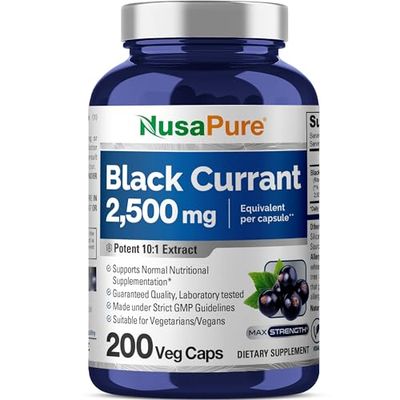 NusaPure Black Currant 2500 Mg Equivalent per Caps 200 Veggie Capsules (Powder, Extract 10:1, Vegan, Non-GMO)