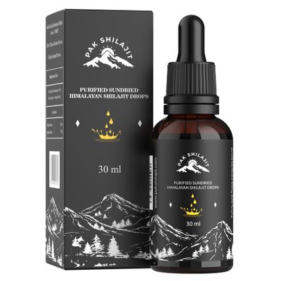 Natural Dried Himalayan Shilajit Liquid Drops, Most Premium &amp; Potent Gold Graded Shilajit Drops Above 17000FT Directly from The Source (30ML Pack), Rich in Fulvic Acid Humic Acid