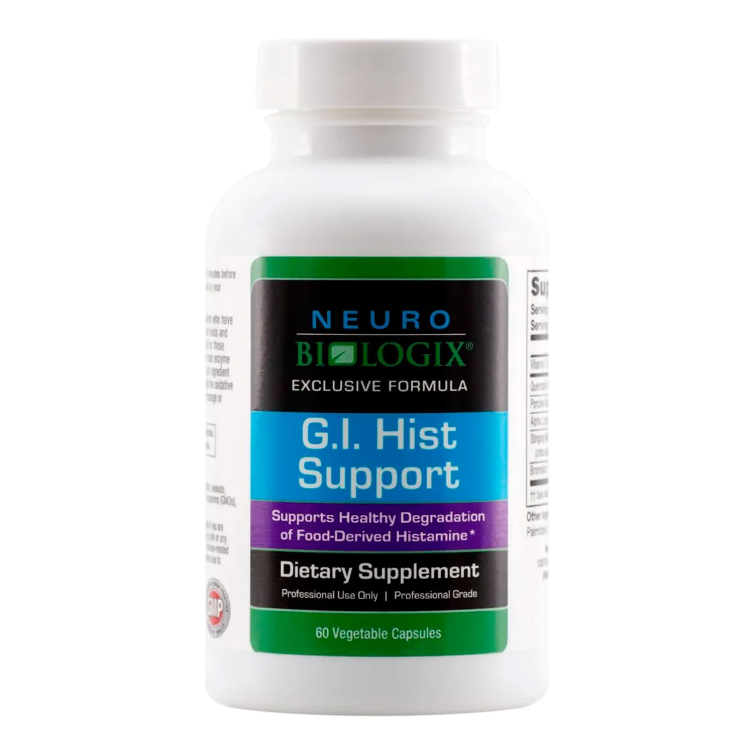 Neuro biologix GI Hist Support - Supplement for Histamine Digest, Histamine Blocker with Vitamin C, Quercetin, Porcine Kidney, Alpha Lipoic Acid, Stinging Nettle Root, and Bromelain, 60 Capsules
