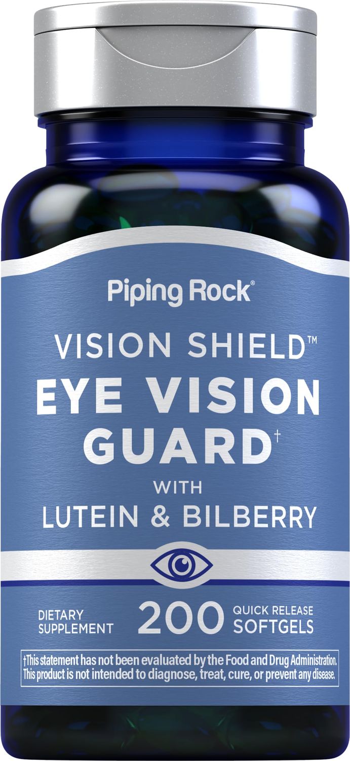 Piping Rock Lutein and Zeaxanthin Supplements | 200 Softgels | with Bilberry Extract | Eye Vision Vitamin | Non-GMO, Gluten Free
