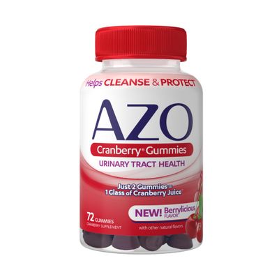 AZO Cranberry Urinary Tract Health Gummies Dietary Supplement, 2 Gummies = 1 Glass of Cranberry Juice, Helps Cleanse &amp; Protect, Natural Berrylicious Flavor, Non-GMO, 72 Gummies