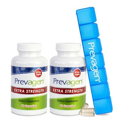 Prevagen Extra Strength 20mg, 60 Capsules |2 Pack| with Apoaequorin &amp; Vitamin D and 7-Day Pill Minder