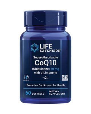 Life Extension Super-Absorbable CoQ10 (Ubiquinone) with d-Limonene, Heart Health Supplement, relieves General Fatigue, oxidative Stress Defense, 50 mg, Non-GMO, Gluten-Free, 60 softgels