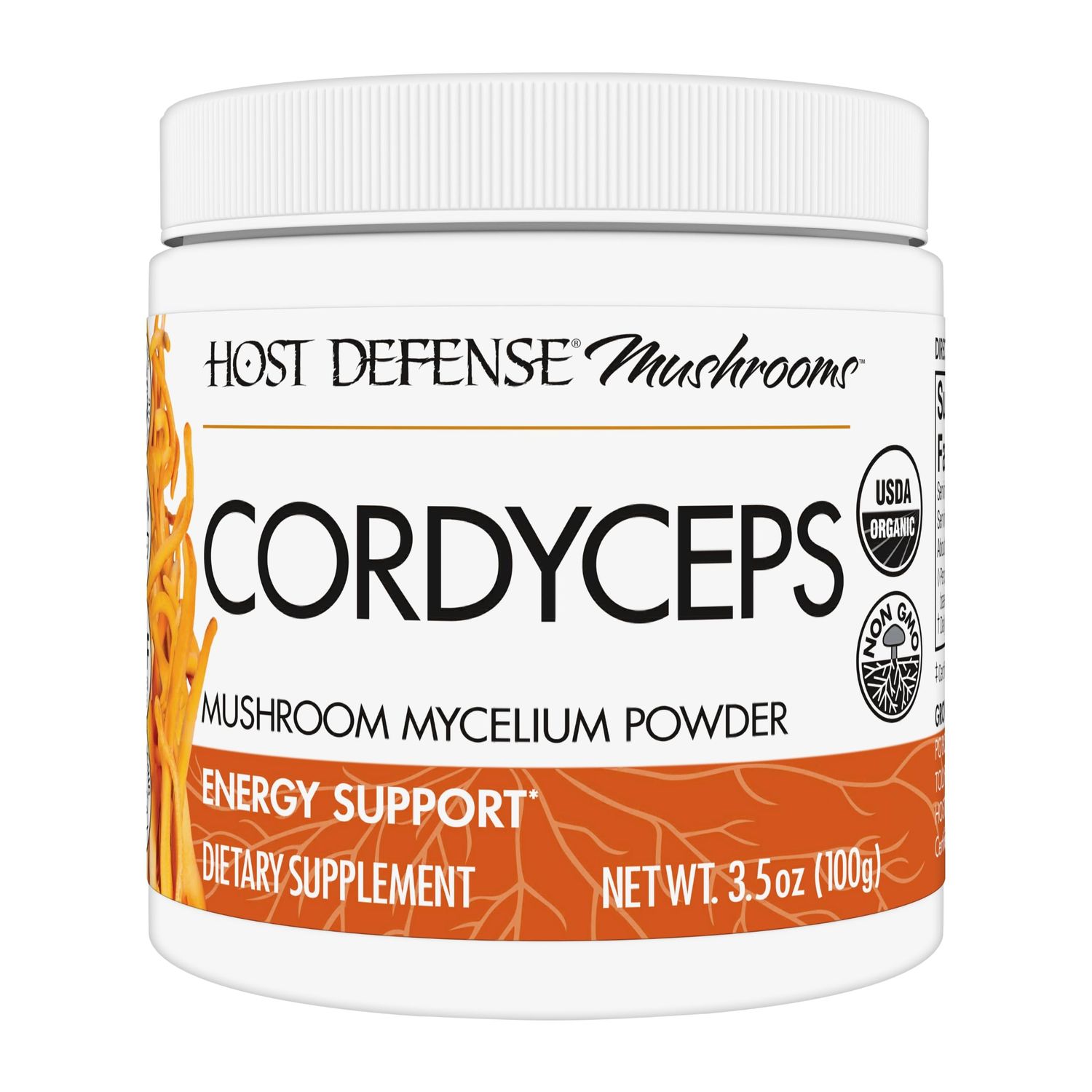 Host Defense Cordyceps Powder - Immune &amp; Energy Support Supplement - Kidney Health Supplement with Cordyceps - Fitness Support Supplement to Aid Oxygen Uptake - 3.5 oz (66 Servings)*