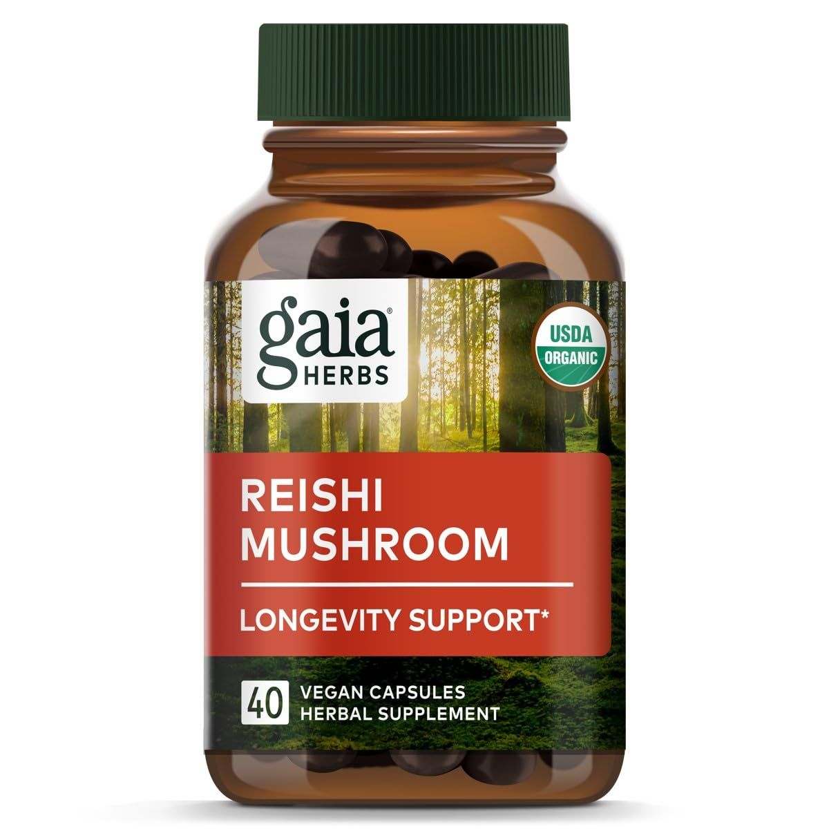 Gaia Herbs Reishi Mushroom - Helps Maintain a Healthy Immune System &amp; Supports Heart Health - Adaptogen Herbal Supplement for Longevity Support - 40 Vegan Liquid Phyto-Capsules (40-Day Supply)