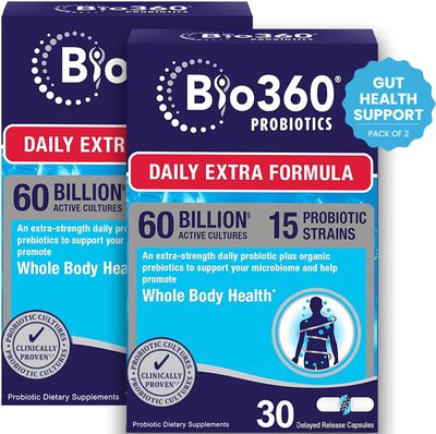 Extra Strength Probiotic for Digestive Health and Immune Support, 60 Billion CFU &amp; 15 Strains, Gut Health Probiotics for Men and Women Supports Occasional Constipation, Diarrhea, Gas &amp; Bloating, 60CT