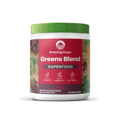 Amazing Grass Greens Superfood Powder: Greens Powder with Digestive Enzymes &amp; Probiotics, Organic Spirulina, Chlorella, and Beet Root Powder, Berry, 30 Servings (Packaging May Vary)