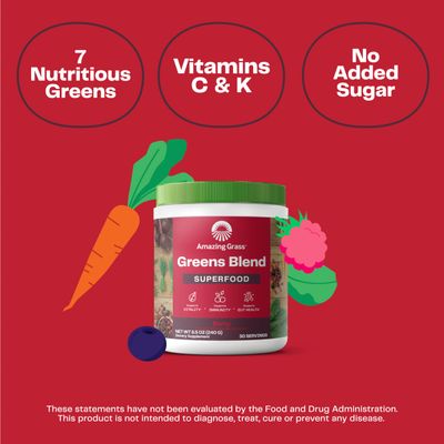 Amazing Grass Greens Superfood Powder: Greens Powder with Digestive Enzymes &amp; Probiotics, Organic Spirulina, Chlorella, and Beet Root Powder, Berry, 30 Servings (Packaging May Vary)