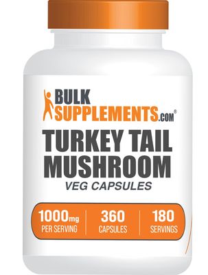 BulkSupplements.com Turkey Tail Mushroom Capsules - Coriolus Versicolor Extract, Turkey Tail Mushroom Extract - Vegan &amp; Gluten Free, 2 Capsules per Serving, 360 Veg Capsules (Pack of 1)
