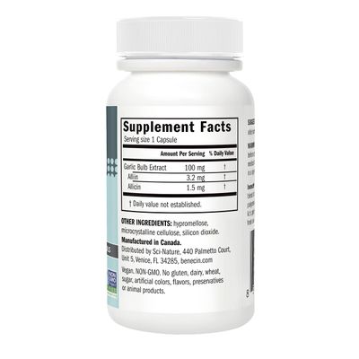 Benecin Defense 1500 mcg Stabilized Allicin per Capsule | Plus high Amounts of SAC &amp; Polyphenols from Black Garlic | Powerful Support of Immune &amp; Heart Function Vegetarian Caps (1 Count (Pack of 60))