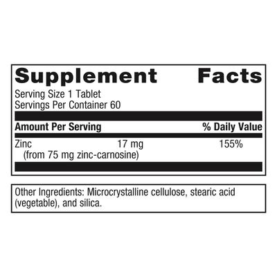 Metagenics Zinc Carnosine Complex High Potency Zinc Carnosine Supplement to Help Relieve Minor Stomach Discomfort - 60 Tablets