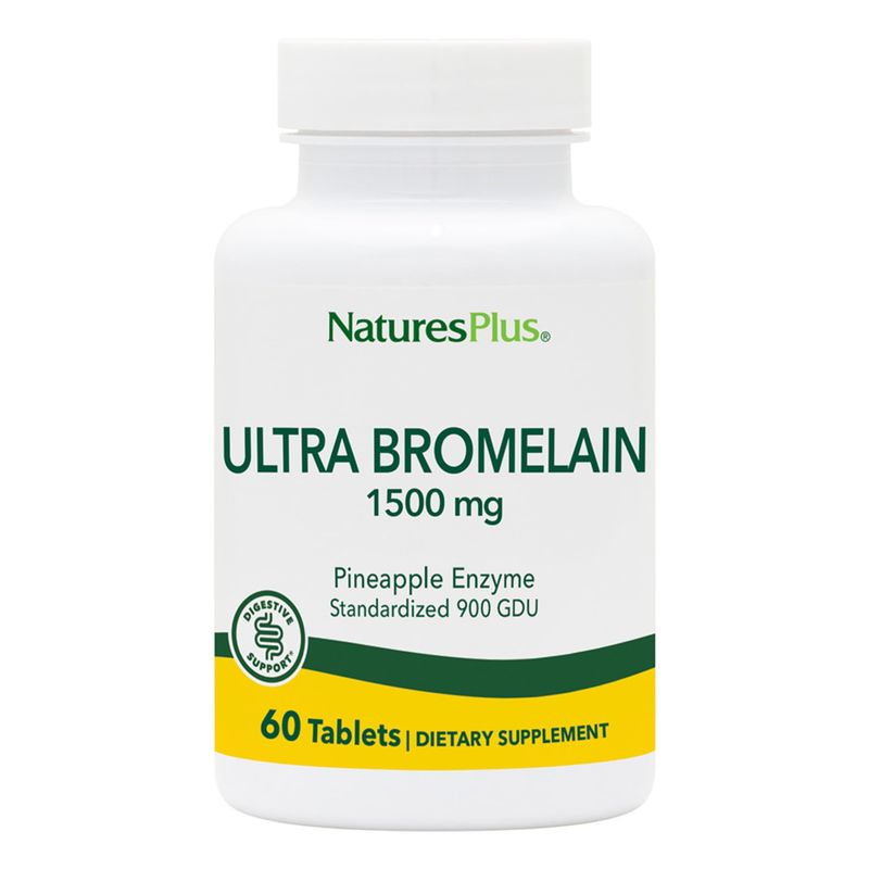 Natures Plus Ultra Bromelain - 1500 mg, 60 Vegetarian Tablets - Highest Potency &amp; Quality Bromelain Supplement -Gluten-Free - 60 Servings