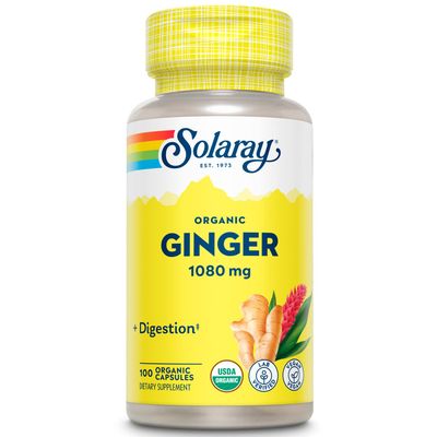Solaray Organically Grown Ginger Root 540mg Healthy Cardiovascular, Digestive, Joint &amp; Menstrual Cycle Support Vegan &amp; Non-GMO 100 VegCaps